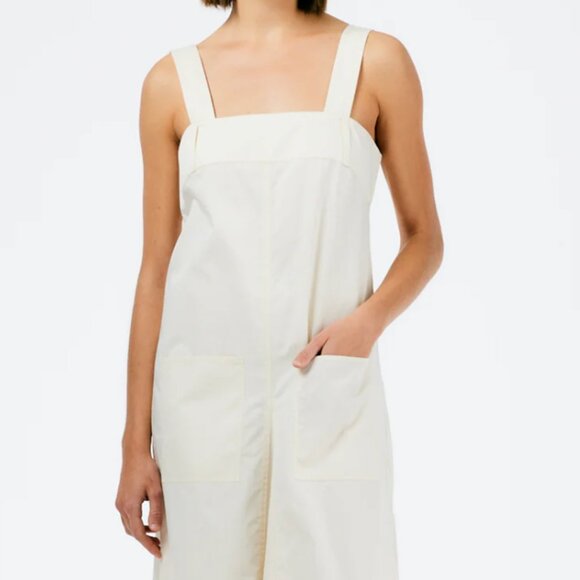 Tibi cotton poplin overall midi dress, cream, 10, $105. EUC. - Picture 2 of 4